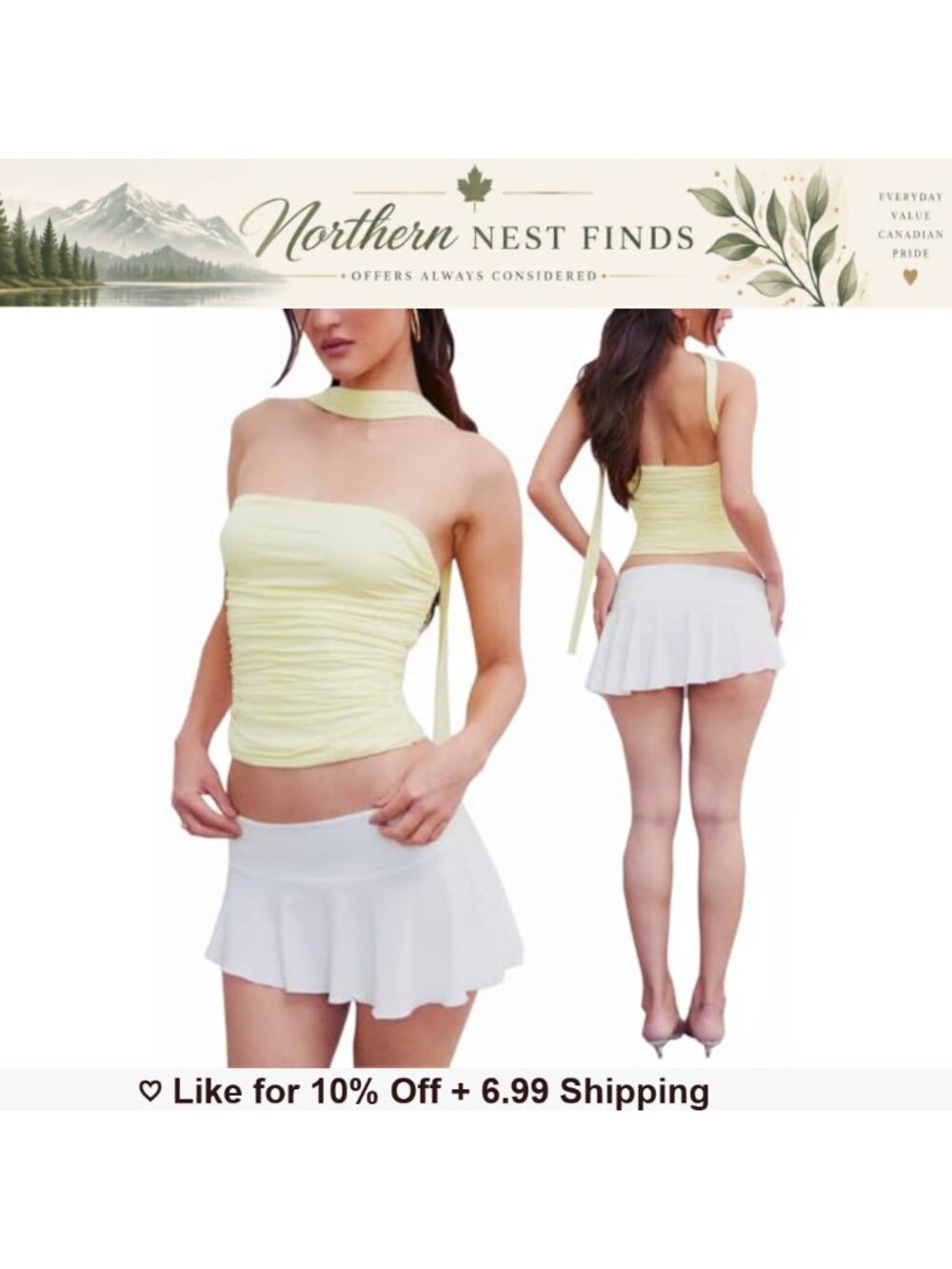 Women Halter Tube Top Strapless Backless Ruched Crop Cami Slim Fit Y2K Club Top